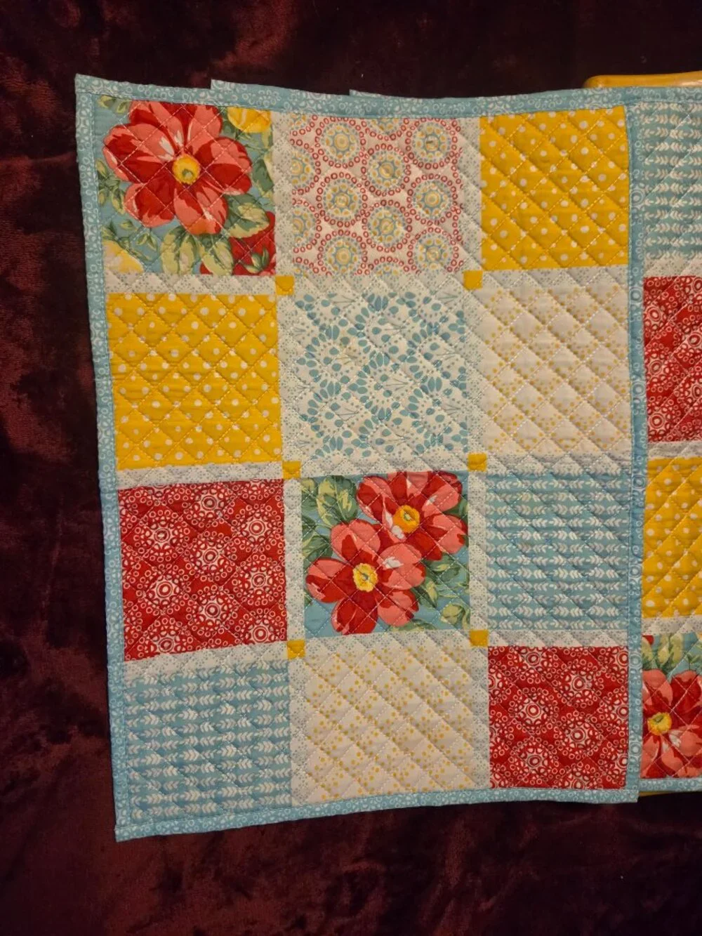 pioneer woman diamond patchwork  placemats vibrant floral geometric pattern